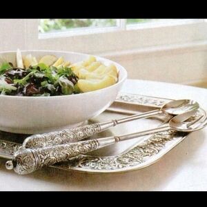 Pottery Barn Stainless Steel Modena Salad Serving Utensil Kit Fork Spoon